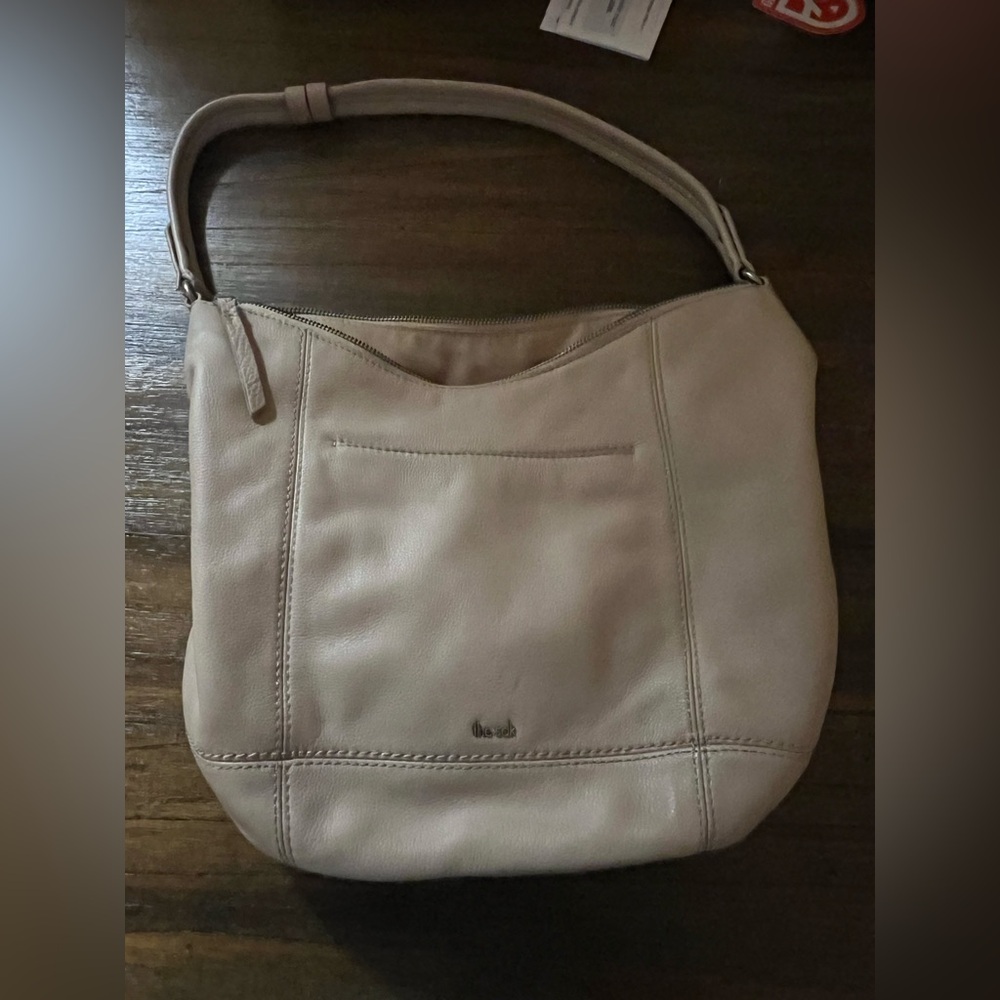 Light Beige Women’s Leather Shoulder Bag - the Sak